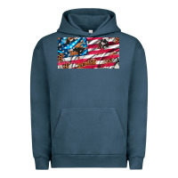 Pigment Midnight Navy usa flag and leopard with wood license plate Urban Hoodie - Artiststas