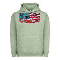 Pigment Oil Green usa flag and leopard with wood license plate Urban Hoodie - Artiststas