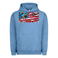 Pigment Pebble Blue usa flag and leopard with wood license plate Urban Hoodie - Artiststas
