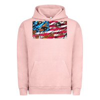 Pigment Salmon usa flag and leopard with wood license plate Urban Hoodie - Artiststas