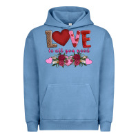 Pigment Pebble Blue love is all you need Urban Hoodie - AdoDesignShop