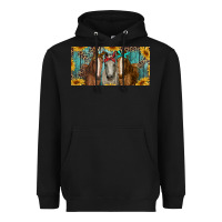 Black horses with leopard and sunflowers Heavyweight Hoodie - RanaPortraitStore