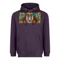 Plum horses with leopard and sunflowers Heavyweight Hoodie - RanaPortraitStore