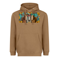 Toasted Coconut horses with leopard and sunflowers Heavyweight Hoodie - RanaPortraitStore