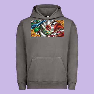Usa Flag And Mexico Flag With Sunflower And Cowhide  License Plate Urban Hoodie Designed By Artiststas