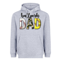 Heather Grey ballpark dad with softball and baseball Heavyweight Hoodie - texasbilliewilder