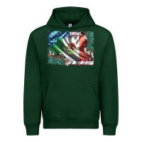 Forest Green usa and mexico flag with leopard cowhide and gemstone background Urban Hoodie - Artiststas