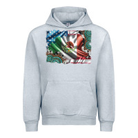Heather Grey usa and mexico flag with leopard cowhide and gemstone background Urban Hoodie - Artiststas