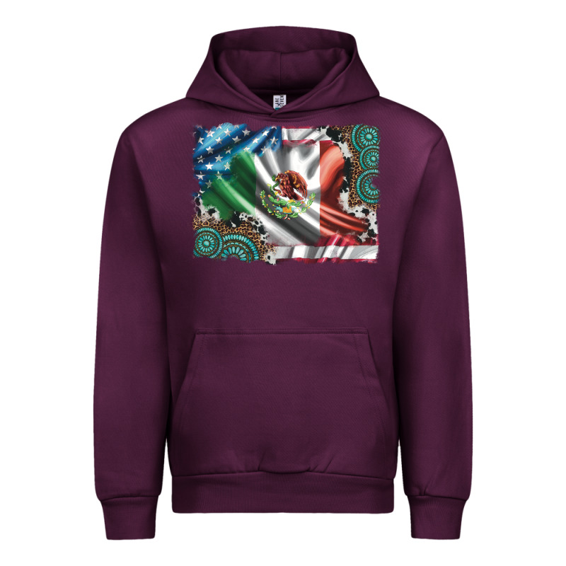 Usa And Mexico Flag With Leopard Cowhide And Gemstone Background Urban Hoodie by Artiststas | Teevron