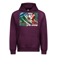 Mauve Wine usa and mexico flag with leopard cowhide and gemstone background Urban Hoodie - Artiststas