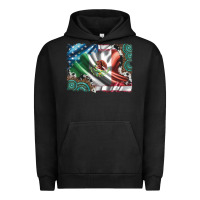 Pigment Black usa and mexico flag with leopard cowhide and gemstone background Urban Hoodie - Artiststas