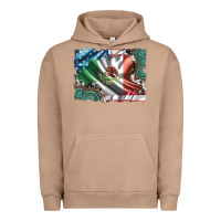 Pigment Burro usa and mexico flag with leopard cowhide and gemstone background Urban Hoodie - Artiststas