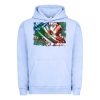 Pigment Grape Ice usa and mexico flag with leopard cowhide and gemstone background Urban Hoodie - Artiststas