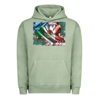 Pigment Oil Green usa and mexico flag with leopard cowhide and gemstone background Urban Hoodie - Artiststas