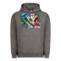 Pigment Tornado usa and mexico flag with leopard cowhide and gemstone background Urban Hoodie - Artiststas