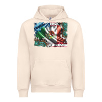Sandshell usa and mexico flag with leopard cowhide and gemstone background Urban Hoodie - Artiststas