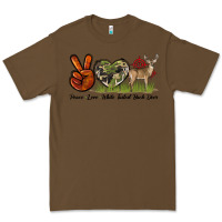 Cacao Peace Love White Tailed Buck Deer Premium Tee - LillyAllenDesigns