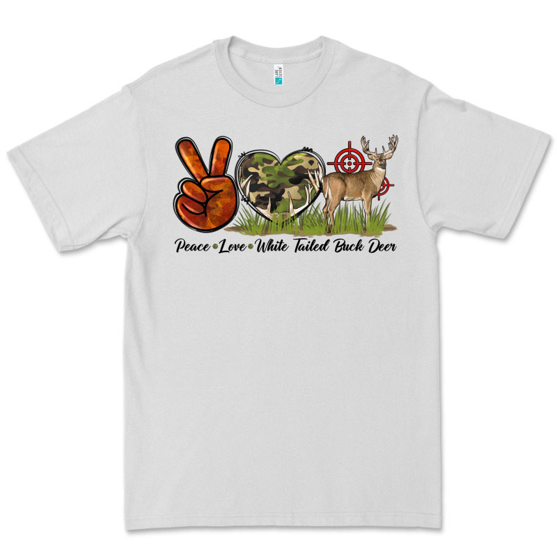 Peace Love White Tailed Buck Deer Premium Tee by LillyAllenDesigns | Teevron