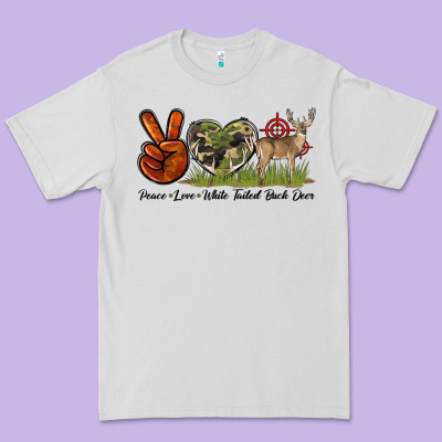 Peace Love White Tailed Buck Deer Premium Tee Designed By Lillyallendesigns