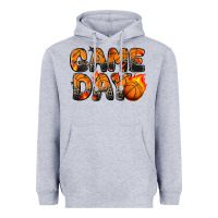 Heather Grey game day basketball leopard Heavyweight Hoodie - Zillion Design Studio