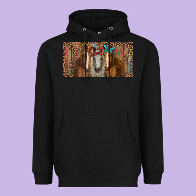 Heavyweight Hoodie Horses with serape and leopard