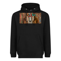 Black Horses with serape and leopard Heavyweight Hoodie - RanaPortraitStore
