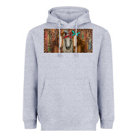 Heather Grey Horses with serape and leopard Heavyweight Hoodie - RanaPortraitStore