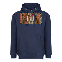 Navy Horses with serape and leopard Heavyweight Hoodie - RanaPortraitStore
