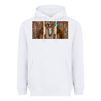 White Horses with serape and leopard Heavyweight Hoodie - RanaPortraitStore