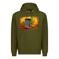 Army Green cross sunset backgraund Premium Hoodie - JahusDesignShop
