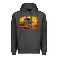 Charcoal Heather cross sunset backgraund Premium Hoodie - JahusDesignShop