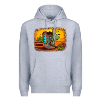 Heather Grey cross sunset backgraund Premium Hoodie - JahusDesignShop