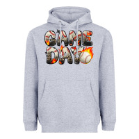 Heather Grey game day baseball leopard Heavyweight Hoodie - Zillion Design Studio