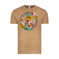 Floral Peace Sign With Gemstone Vintage Tee | Teevron