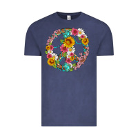 Vintage Denim floral peace sign with gemstone Vintage Tee - Artiststas