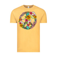 Vintage Mustard floral peace sign with gemstone Vintage Tee - Artiststas