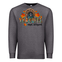 Charcoal Heather thankful and blessed Premium Sweatshirt - RanaPortraitStore