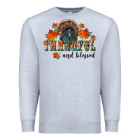 Heather Grey thankful and blessed Premium Sweatshirt - RanaPortraitStore