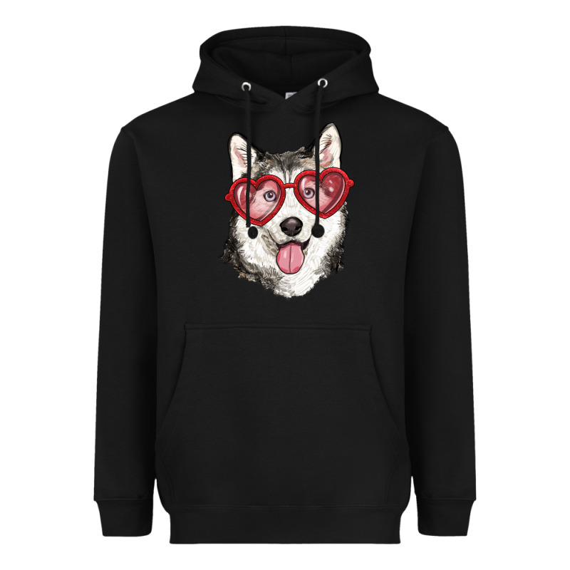 Husky With Love Glasses Heavyweight Hoodie by RanaPortraitStore | Teevron