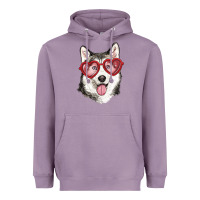 Lavender husky with love glasses Heavyweight Hoodie - RanaPortraitStore