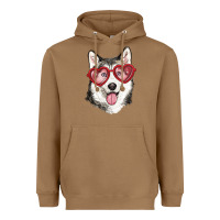 Toasted Coconut husky with love glasses Heavyweight Hoodie - RanaPortraitStore