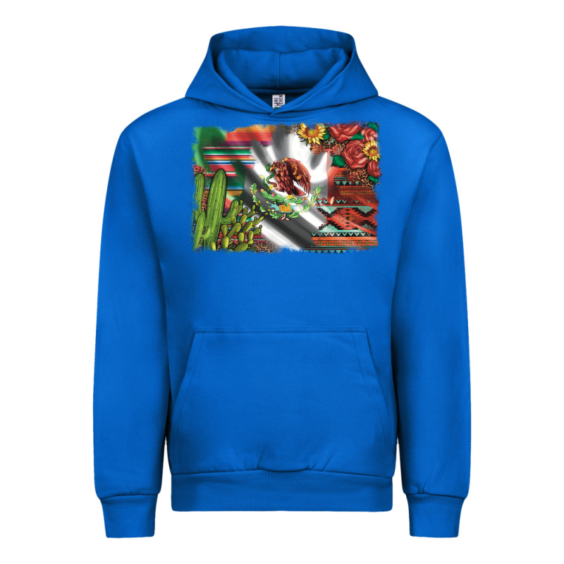 Mexico Flag Sunflowers Roses And Cactus With Serape Aztec And Leopard Urban Hoodie by Artiststas | Teevron