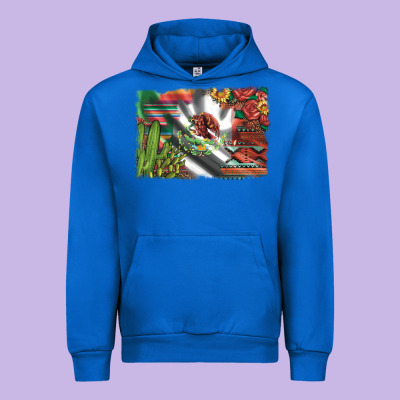 Mexico Flag Sunflowers Roses And Cactus With Serape Aztec And Leopard Urban Hoodie Designed By Artiststas
