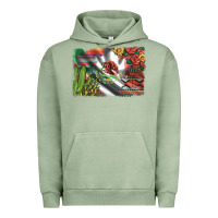 Pigment Oil Green mexico flag sunflowers roses and cactus with serape aztec and leopard Urban Hoodie - Artiststas