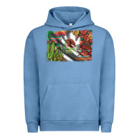 Pigment Pebble Blue mexico flag sunflowers roses and cactus with serape aztec and leopard Urban Hoodie - Artiststas