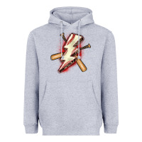 Heather Grey baseball lightning bolt Heavyweight Hoodie - Zillion Design Studio