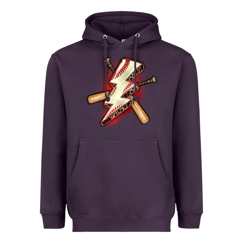 Baseball Lightning Bolt Heavyweight Hoodie by Zillion Design Studio | Teevron
