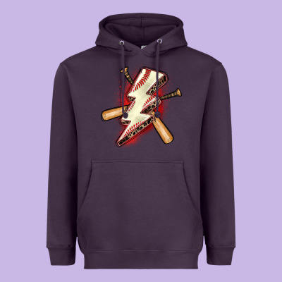 Baseball Lightning Bolt Heavyweight Hoodie Designed By Zillion Design Studio