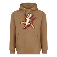 Toasted Coconut baseball lightning bolt Heavyweight Hoodie - Zillion Design Studio