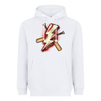 White baseball lightning bolt Heavyweight Hoodie - Zillion Design Studio